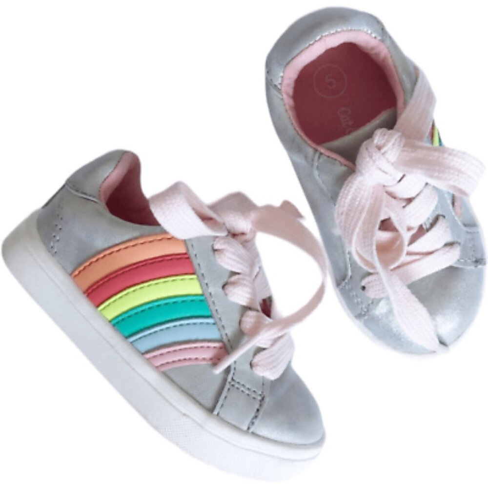 NIB Cat & Jack Toddler Girls' Silver/Alexandria Low Top Sneakers